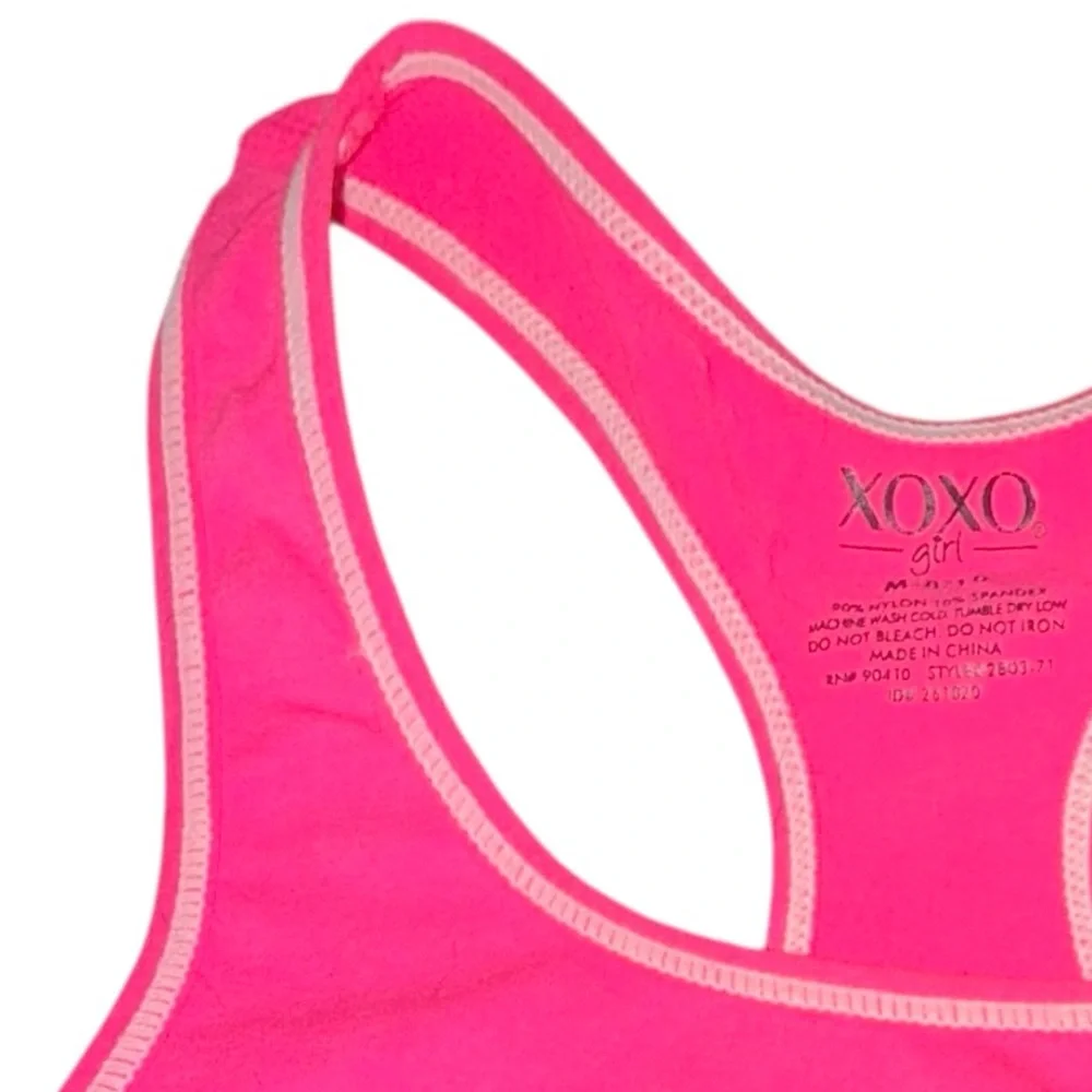XOXO Girl size M 8/10 bright Pink unlined unpadded athletic racerback Sports Bra